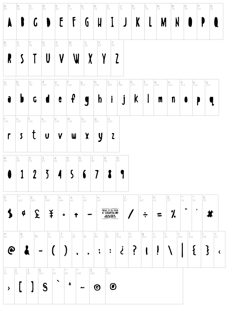 Boldenstein font map